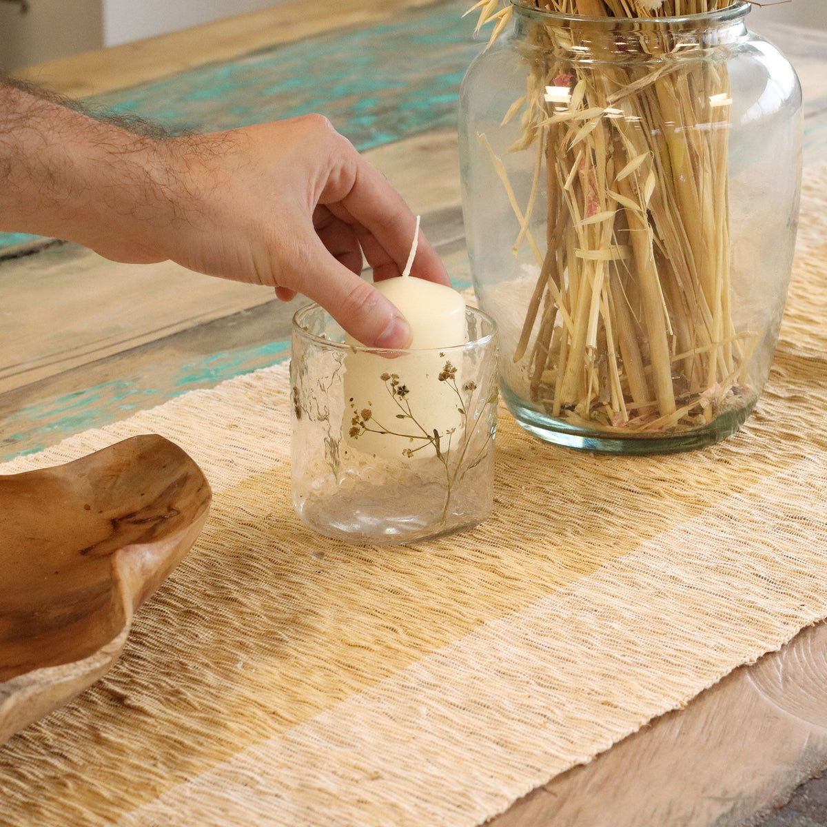 Botanical Candle Holder | Green 8x8cm