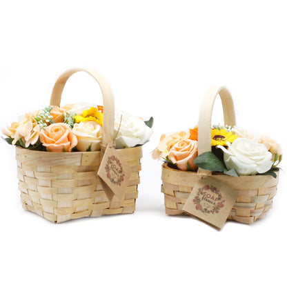 Bouquet in Wicker Basket L | Pink