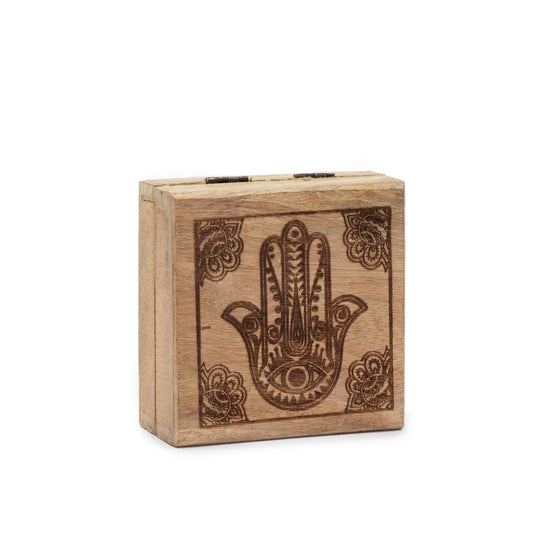 Square Wooden Box | Hamsa small