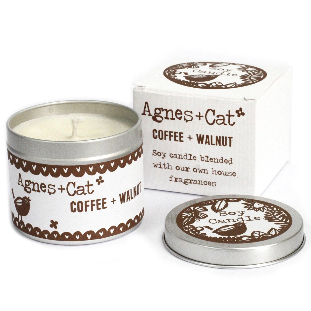 Agnes & Cat – Tin Candle 200ml | Coffee & Walnut