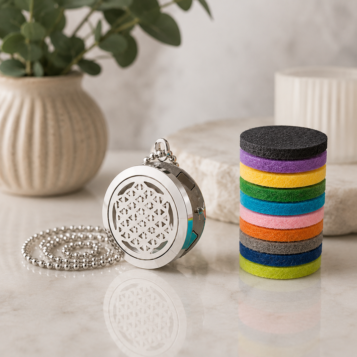 Aromatherapy Diffuser Necklace | Flower of Life 25mm