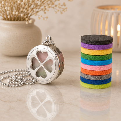 Aromatherapy Diffuser Necklace | Four Leaf Clover 30mm