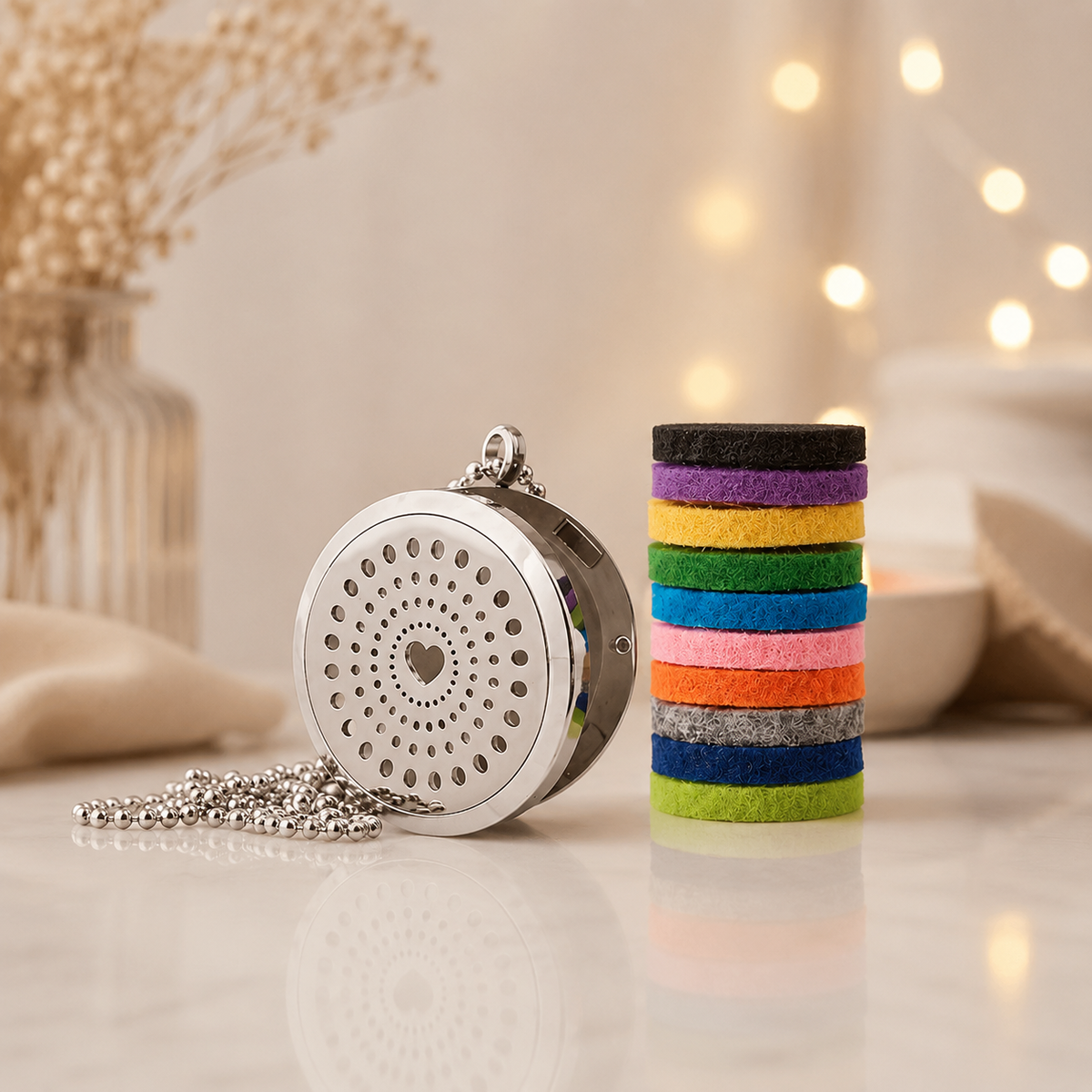Aromatherapy Diffuser Necklace | Diamond Heart 30mm